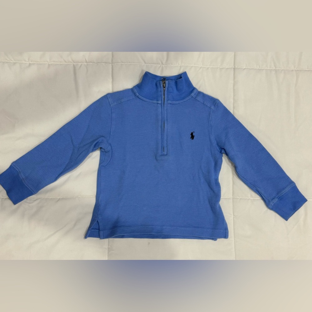 Polo Ralph Lauren Long Sleeve Blue Waffle Pattern Shirt Size 2/2T